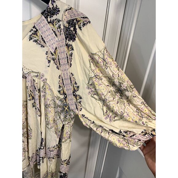 Free People Girl Talk Boho Balloon Sleeve Blouse Tunic Size XS - Picture 3 of 8